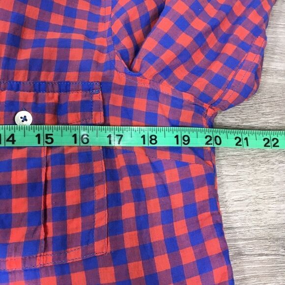 ROOTS CANADA RED/BLUE CHECKERED BUTTON UP LONG SLEEVE LIGHTWEIGHT SHIRT MEDIUM - Picture 5 of 10